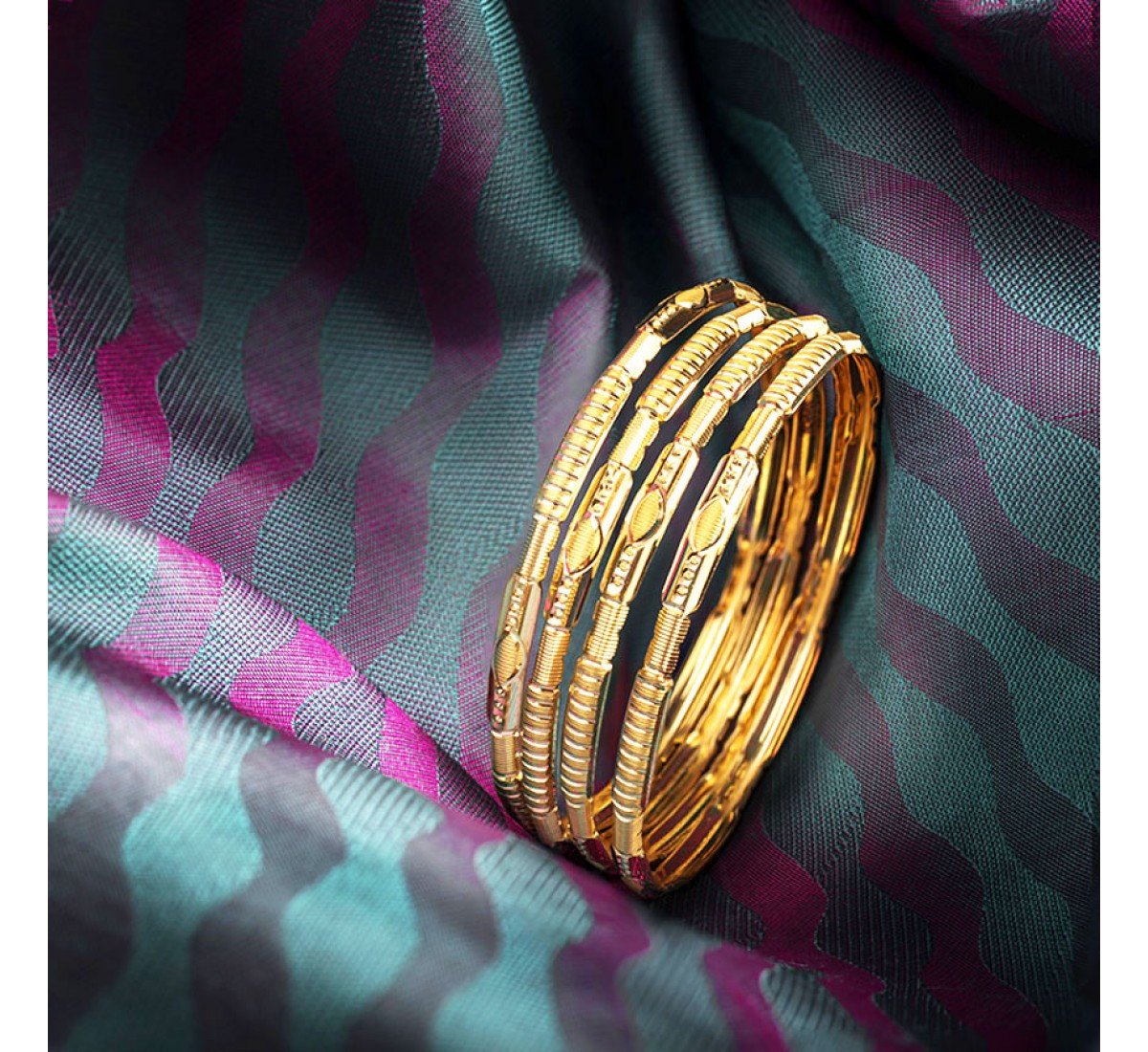 Fractal Bespoke Gold Bangles