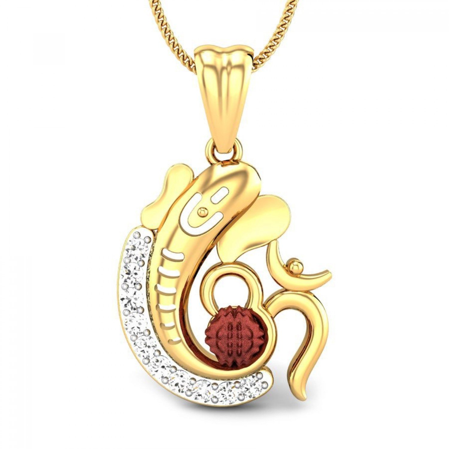 Om Rudraksha Ganeshaya Diamond Pendant