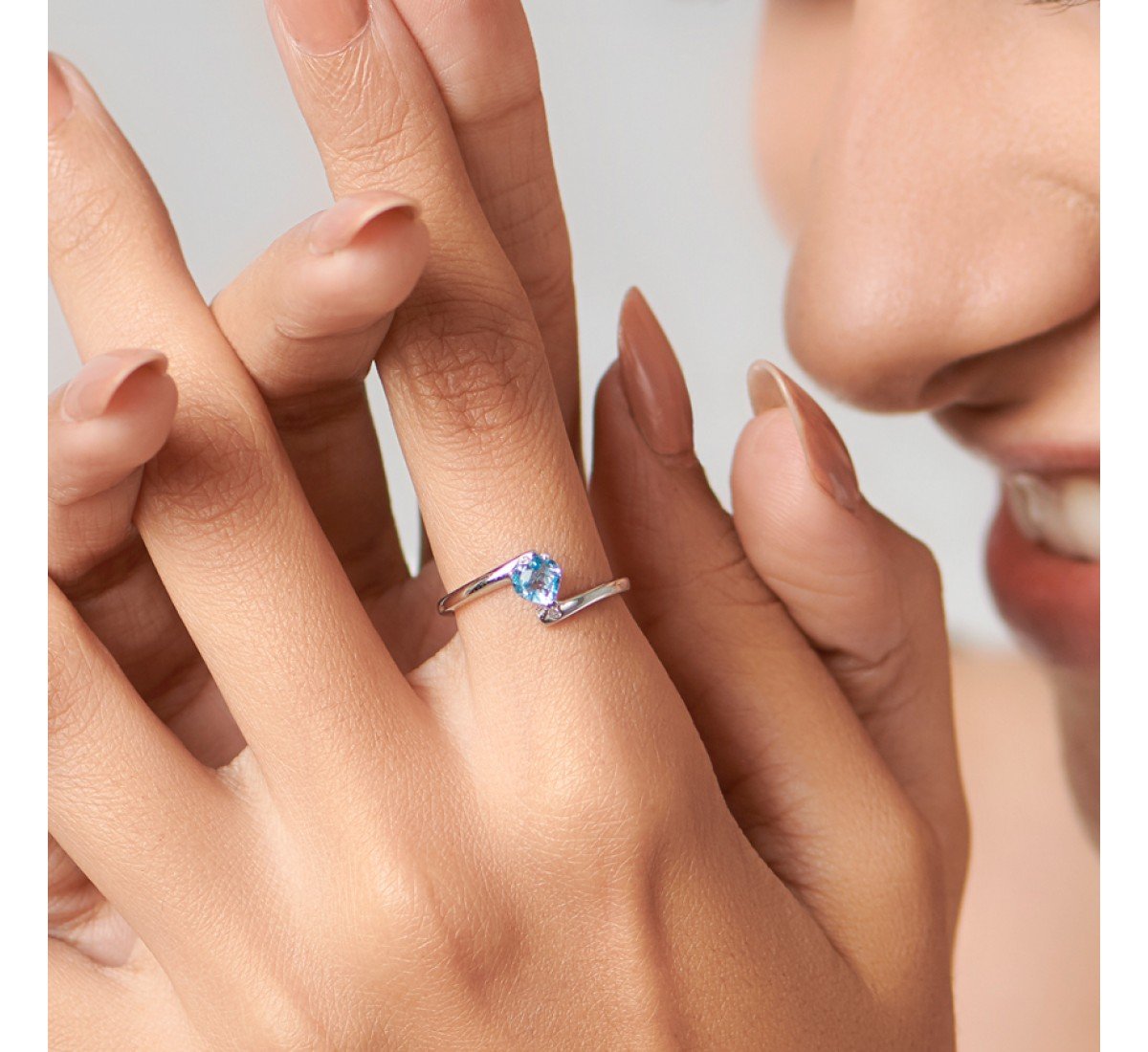 Becca Heart Blue Topaz Gemstone Ring