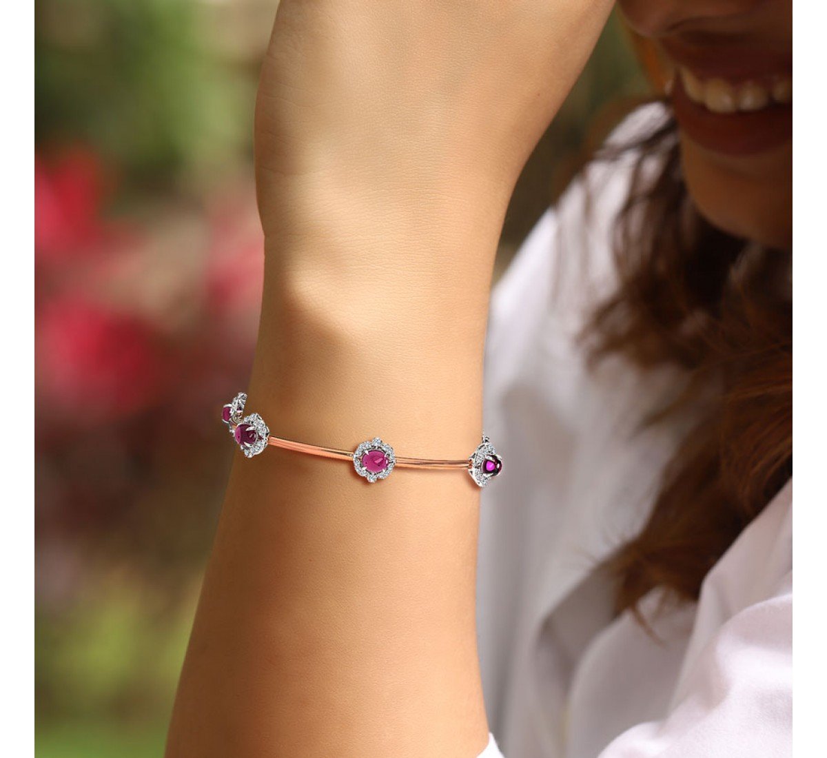Crest Rosy Gemstone Bangle