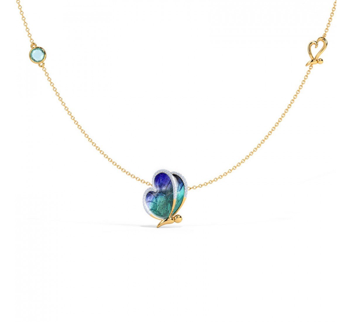 Zodiac Blue Butterfly Diamond Necklace