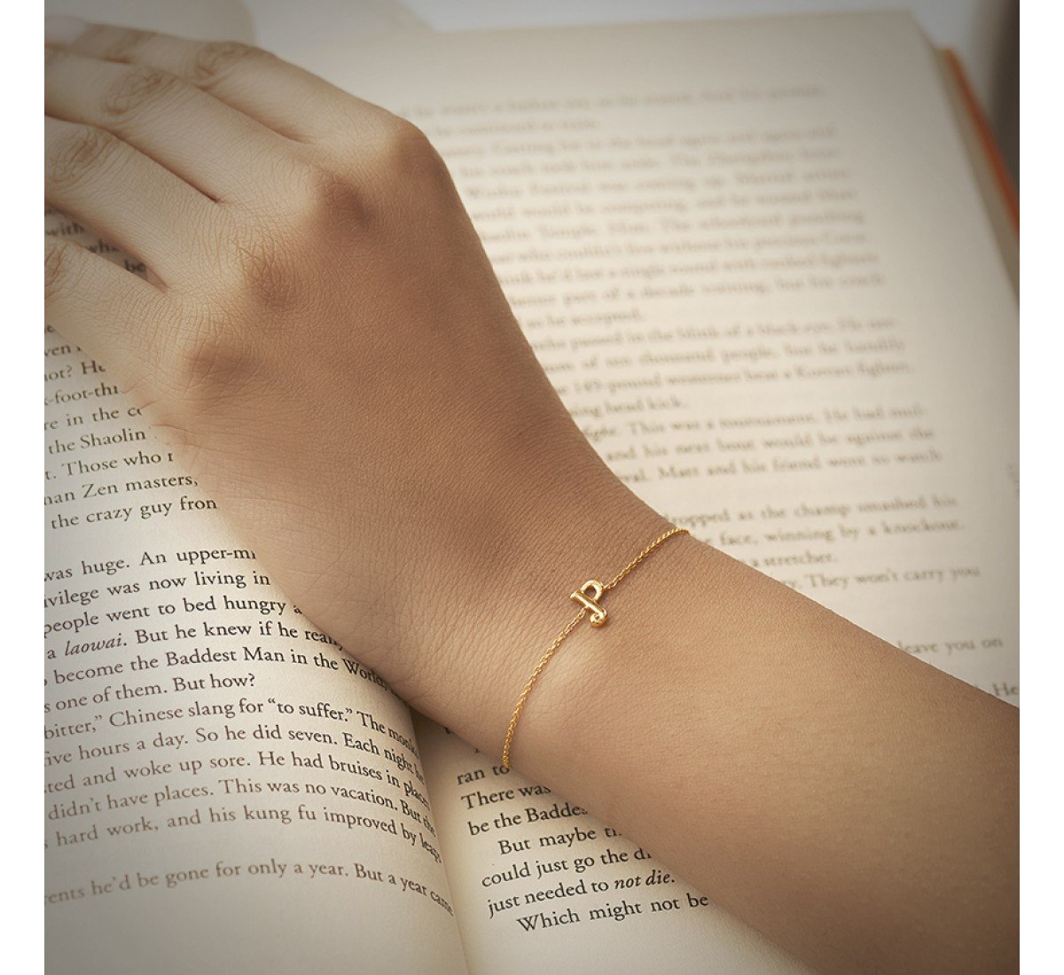 Traditional Gold Alphabet P Bracelet