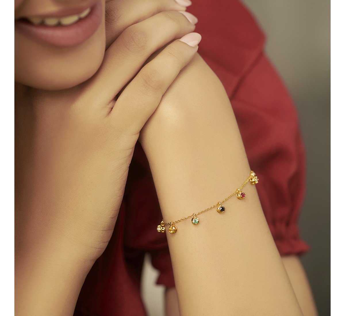 Trepidation Navratna Gemstone Bracelet