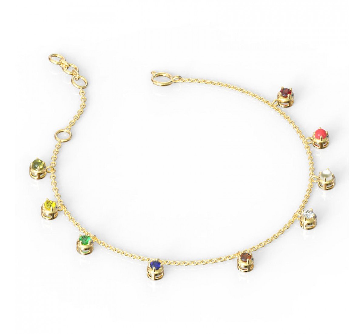 Trepidation Navratna Gemstone Bracelet