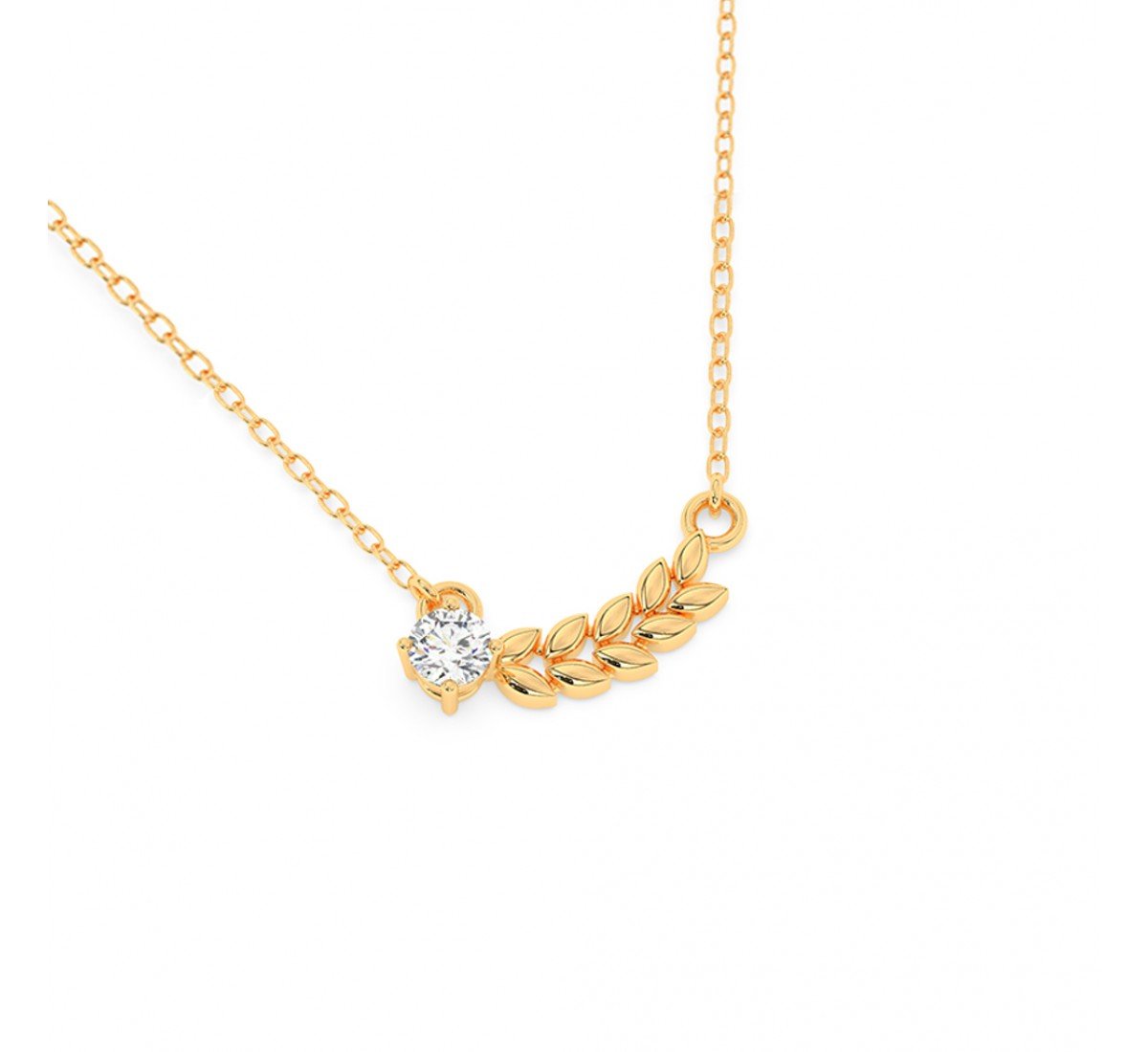 Gold Leaf Solitaire Necklace