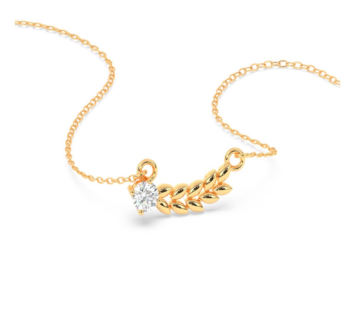 Gold Leaf Solitaire Necklace