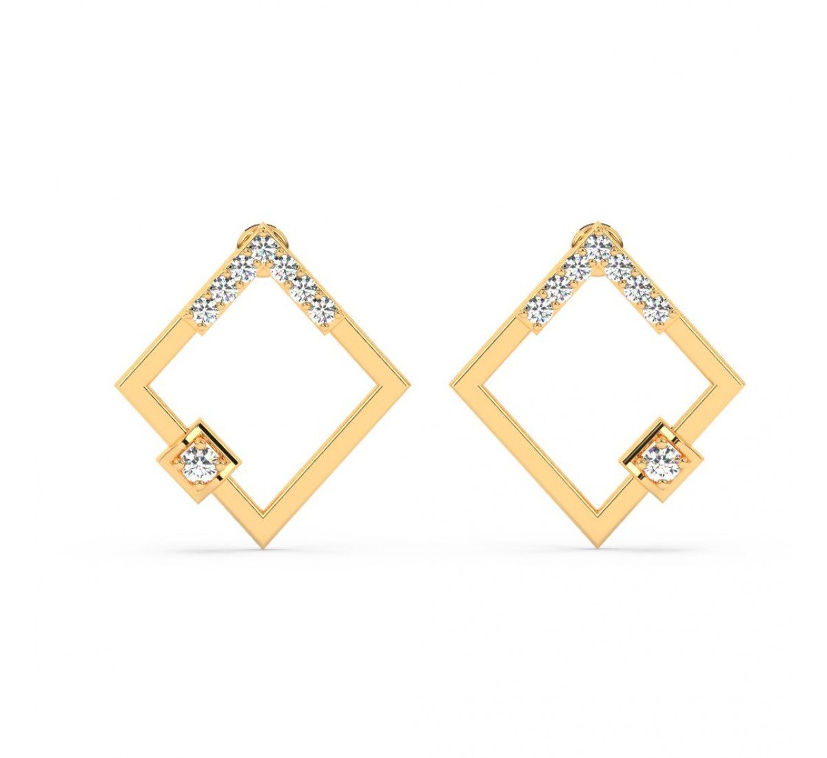 Gold Square Earrings
