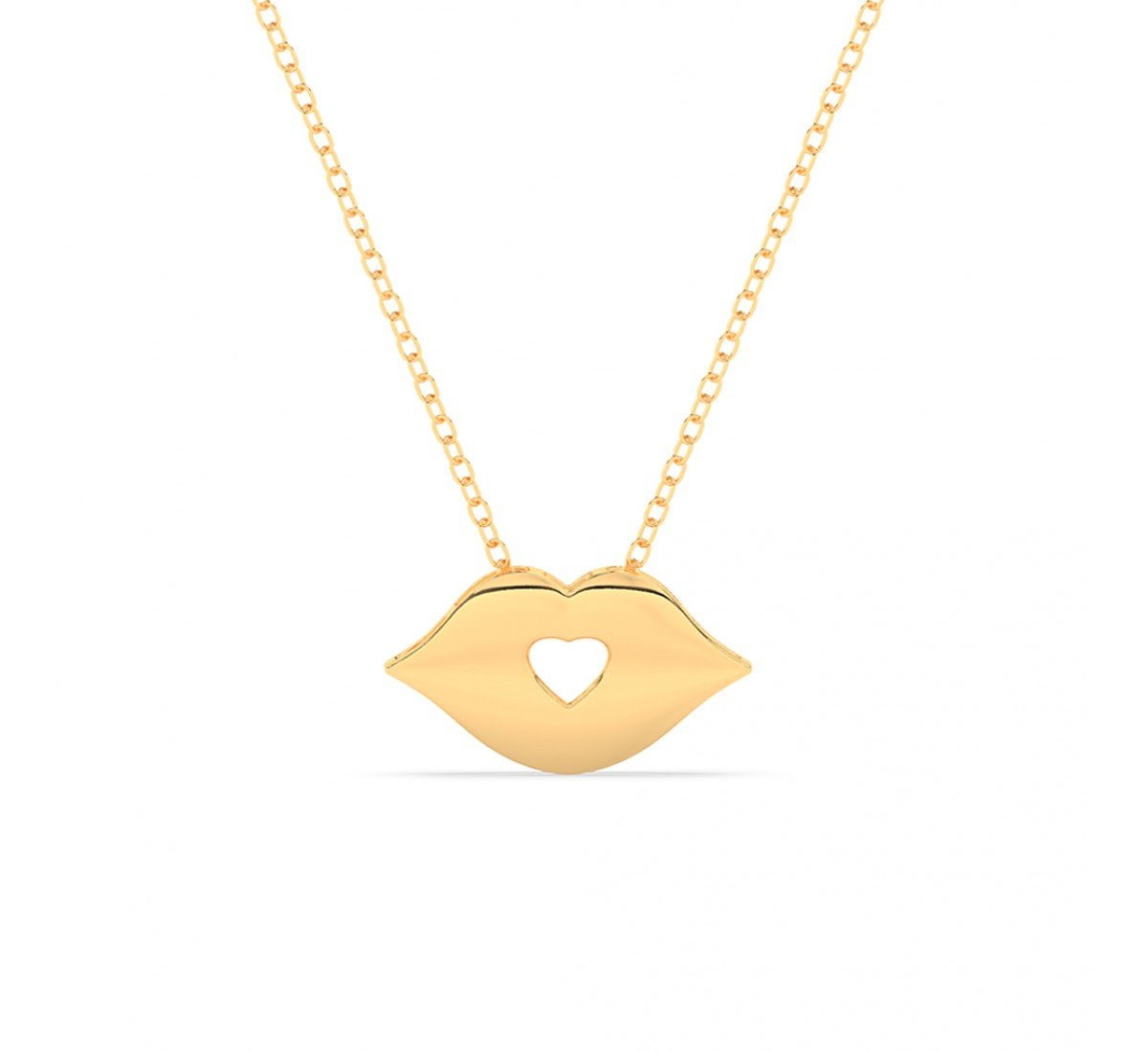 Gold Lips Pendant With Link Chain
