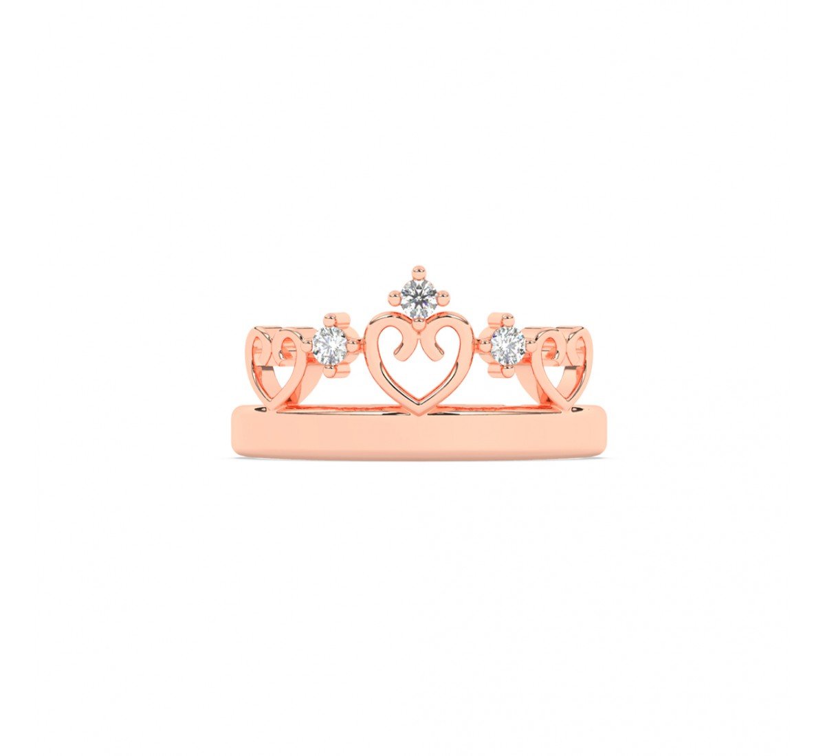 Rose Gold Zircon Stud Crown Ring