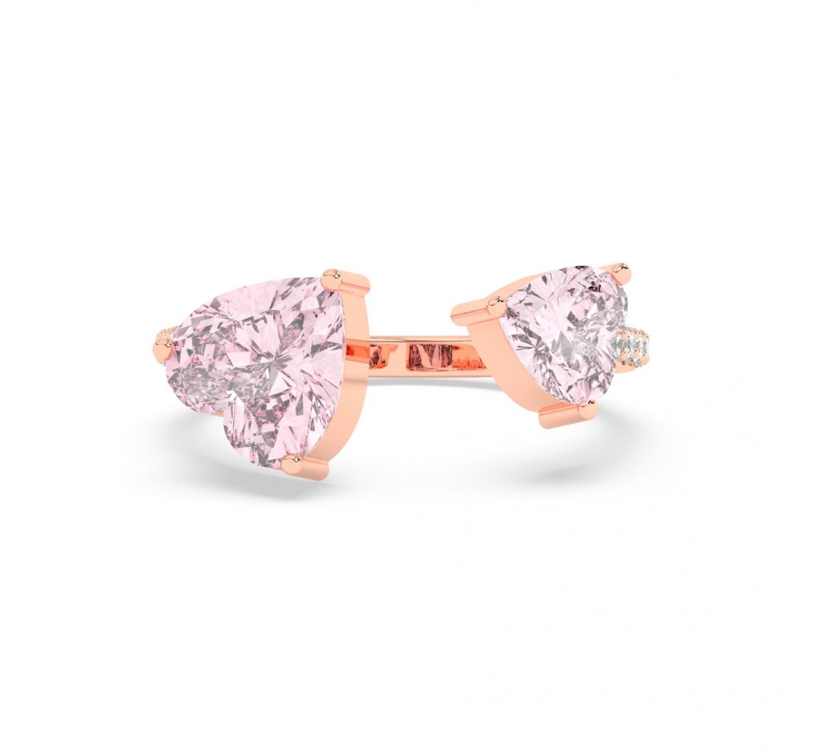 Rose Gold Pink Stone Heart Ring