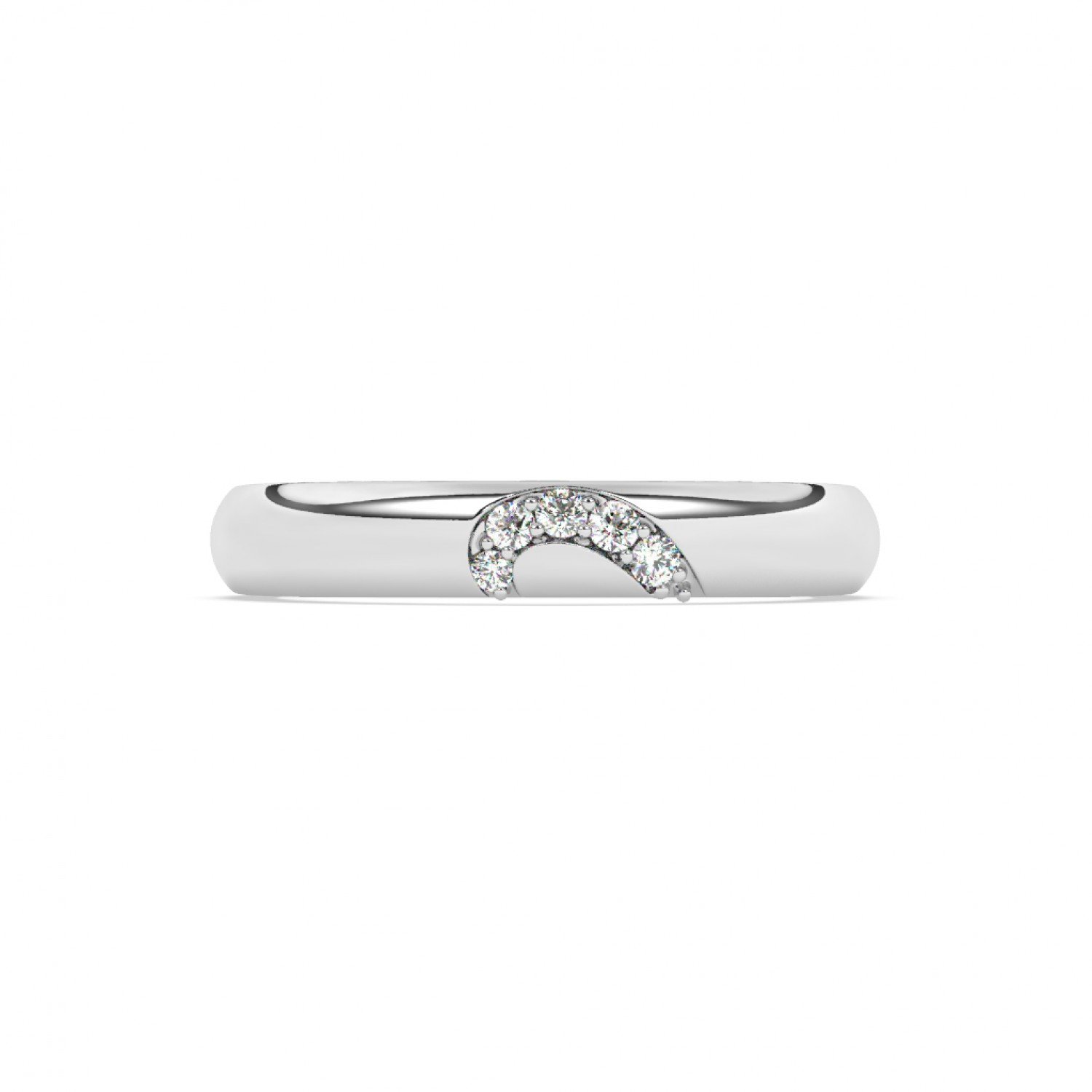 Silver Half Heart Zircon Studded Band