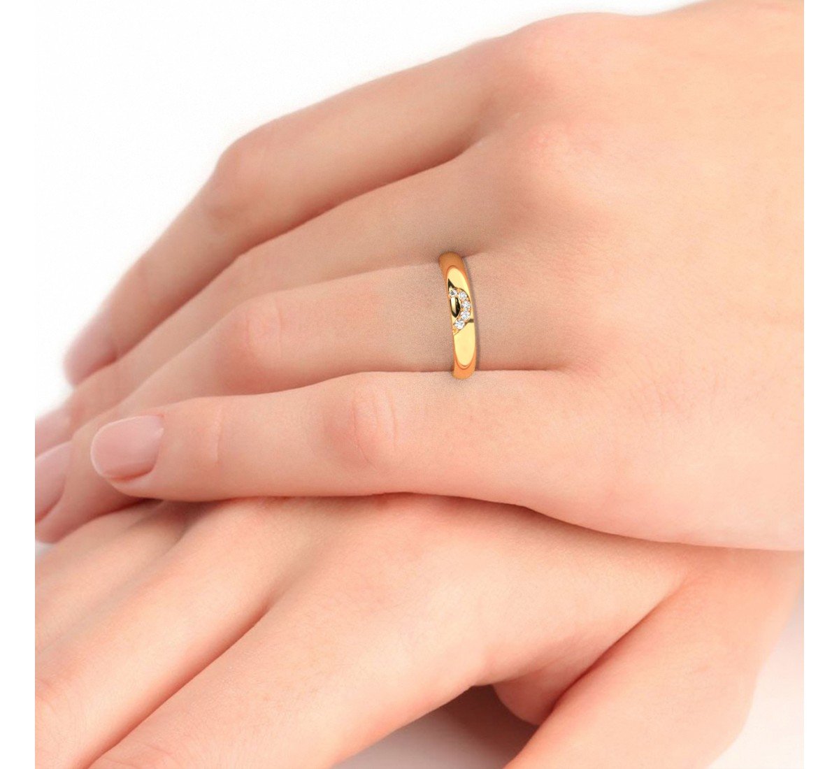Gold Half Heart Zircon Studded Band