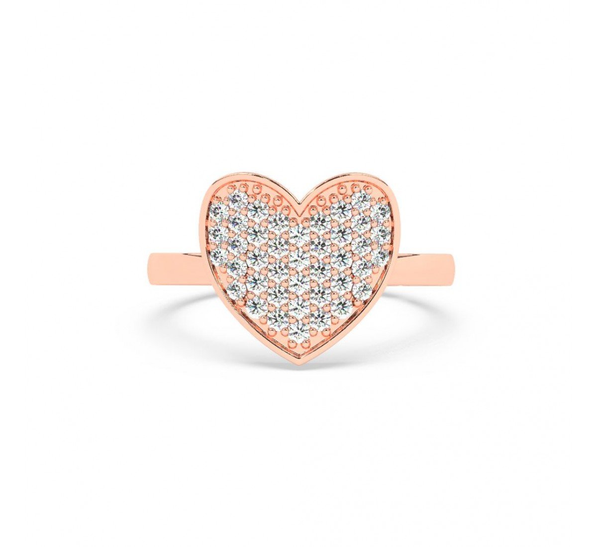 Rose Gold Zircon Studded Heart Ring