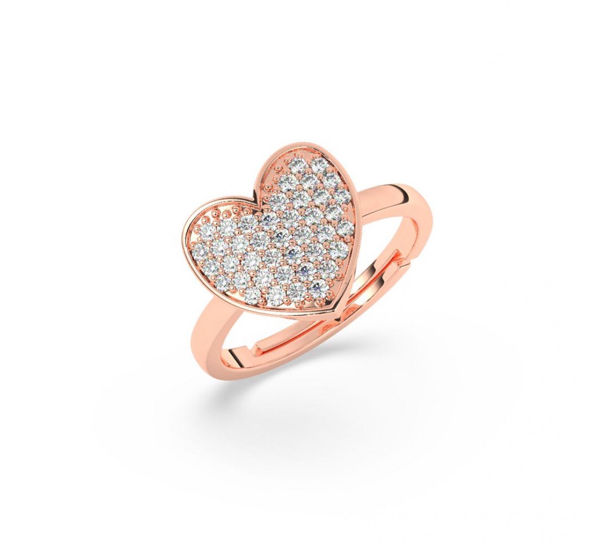 Rose Gold Zircon Studded Heart Ring