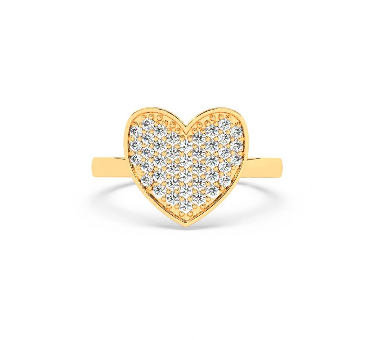 Gold Zircon Studded Heart Ring