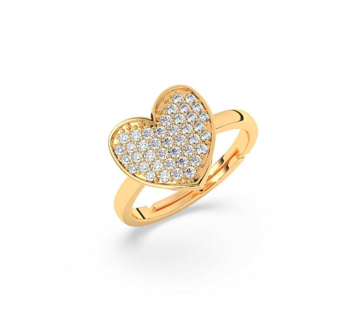 Gold Zircon Studded Heart Ring