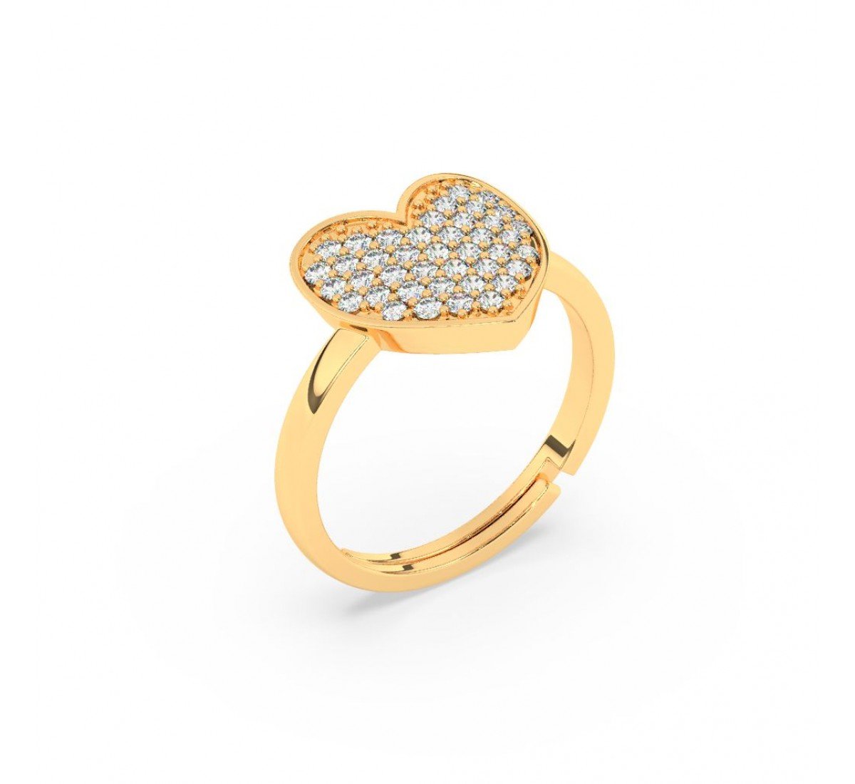 Gold Zircon Studded Heart Ring