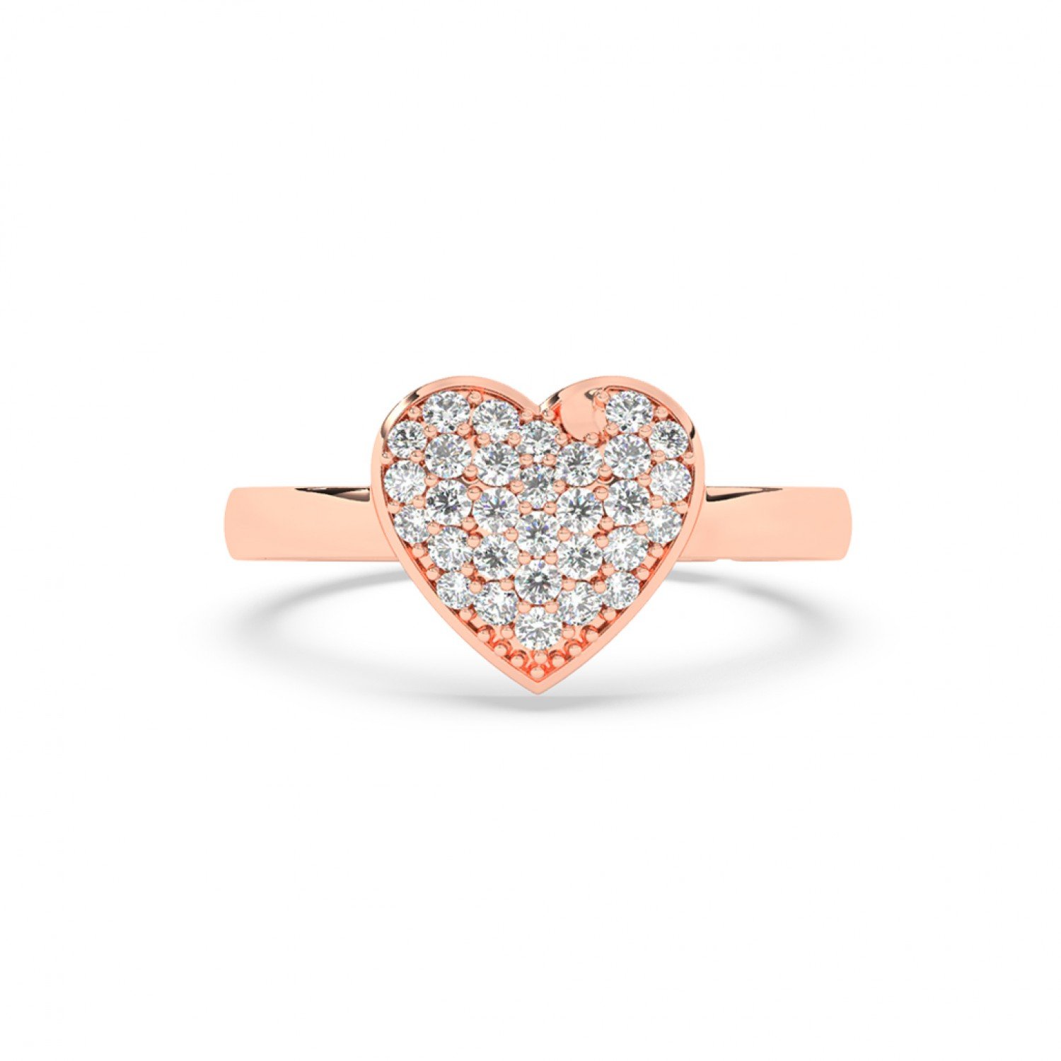 Rose Gold Zircon Stud Heart Ring