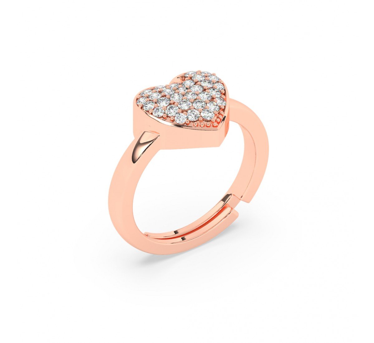 Rose Gold Zircon Stud Heart Ring