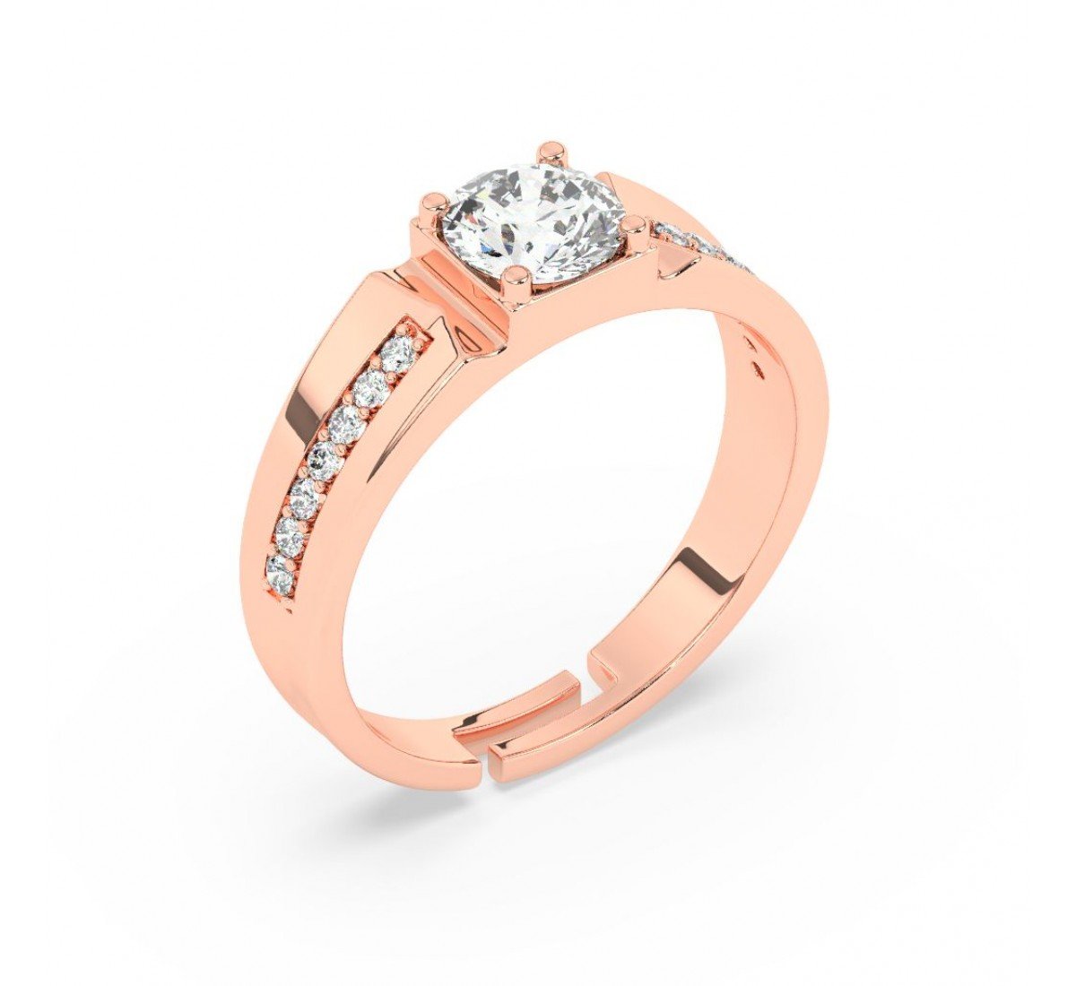 Rose Gold Classic Solitare Ring For Men