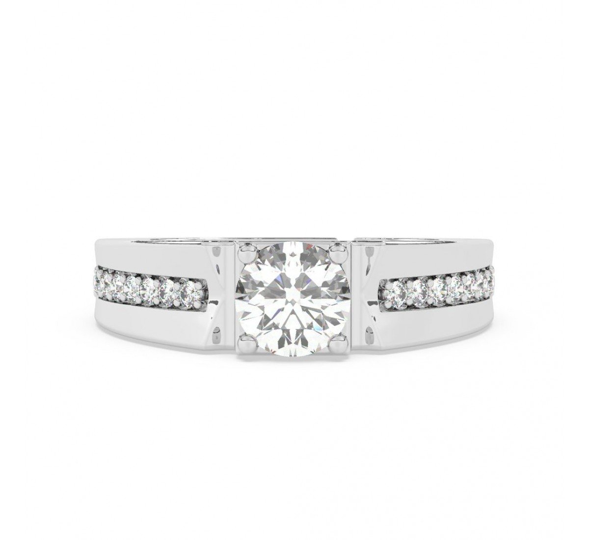 Silver Classic Solitare Ring For Men