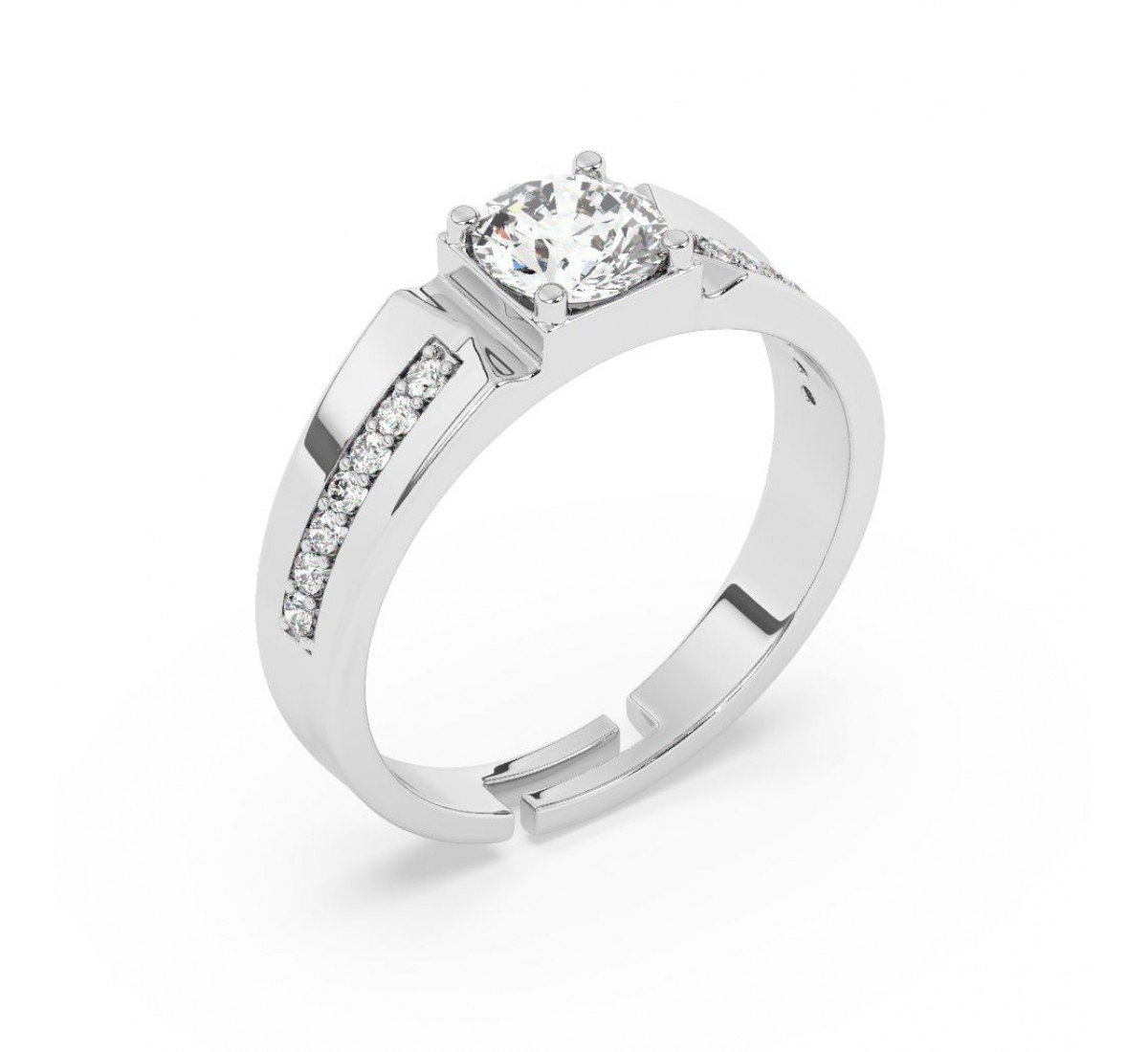 Silver Classic Solitare Ring For Men