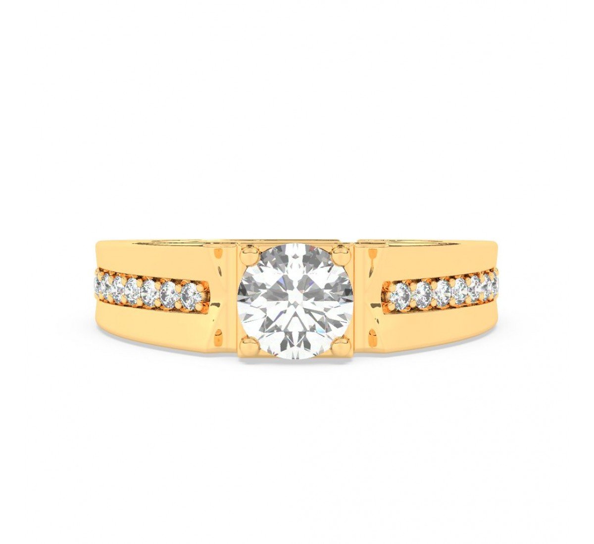 Gold Classic Solitare Ring For Men