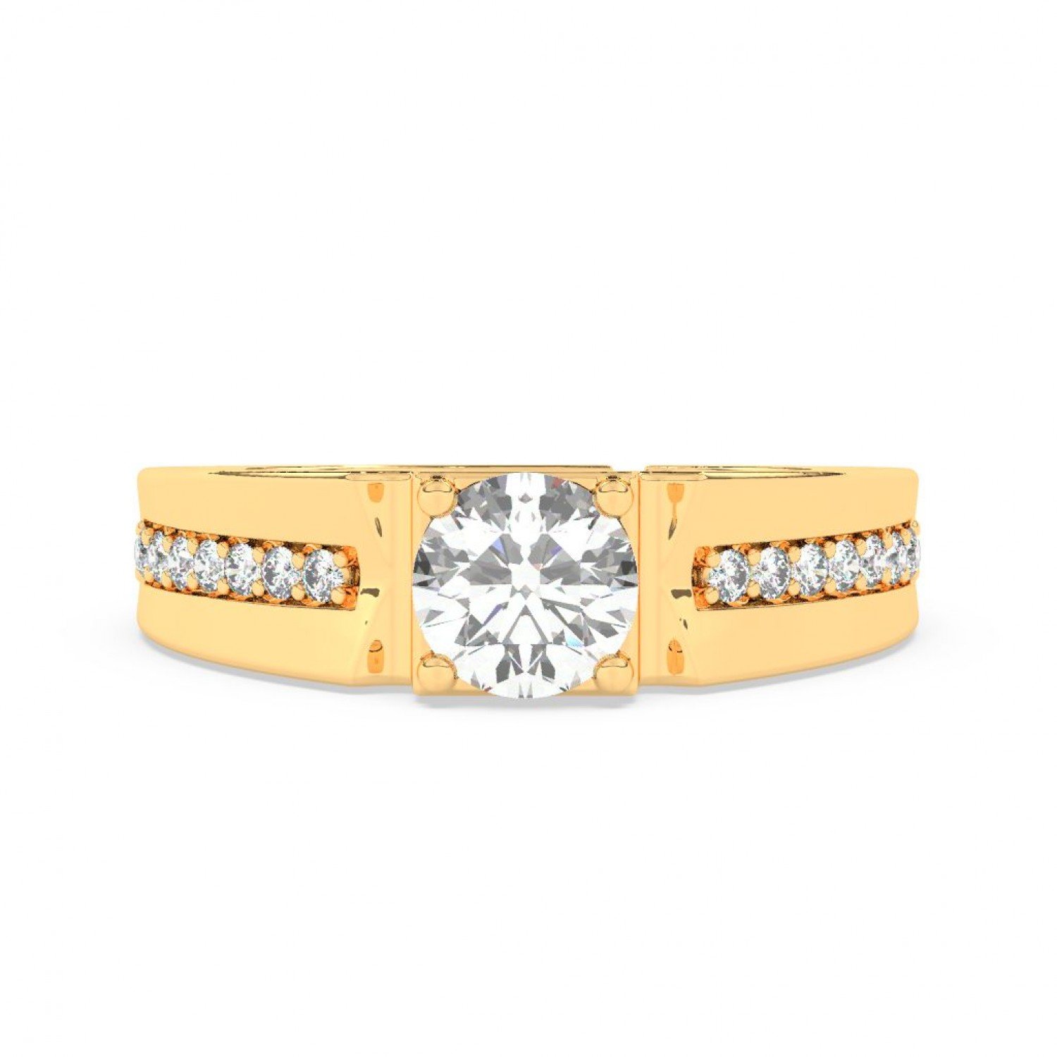 Gold Classic Solitare Ring For Men