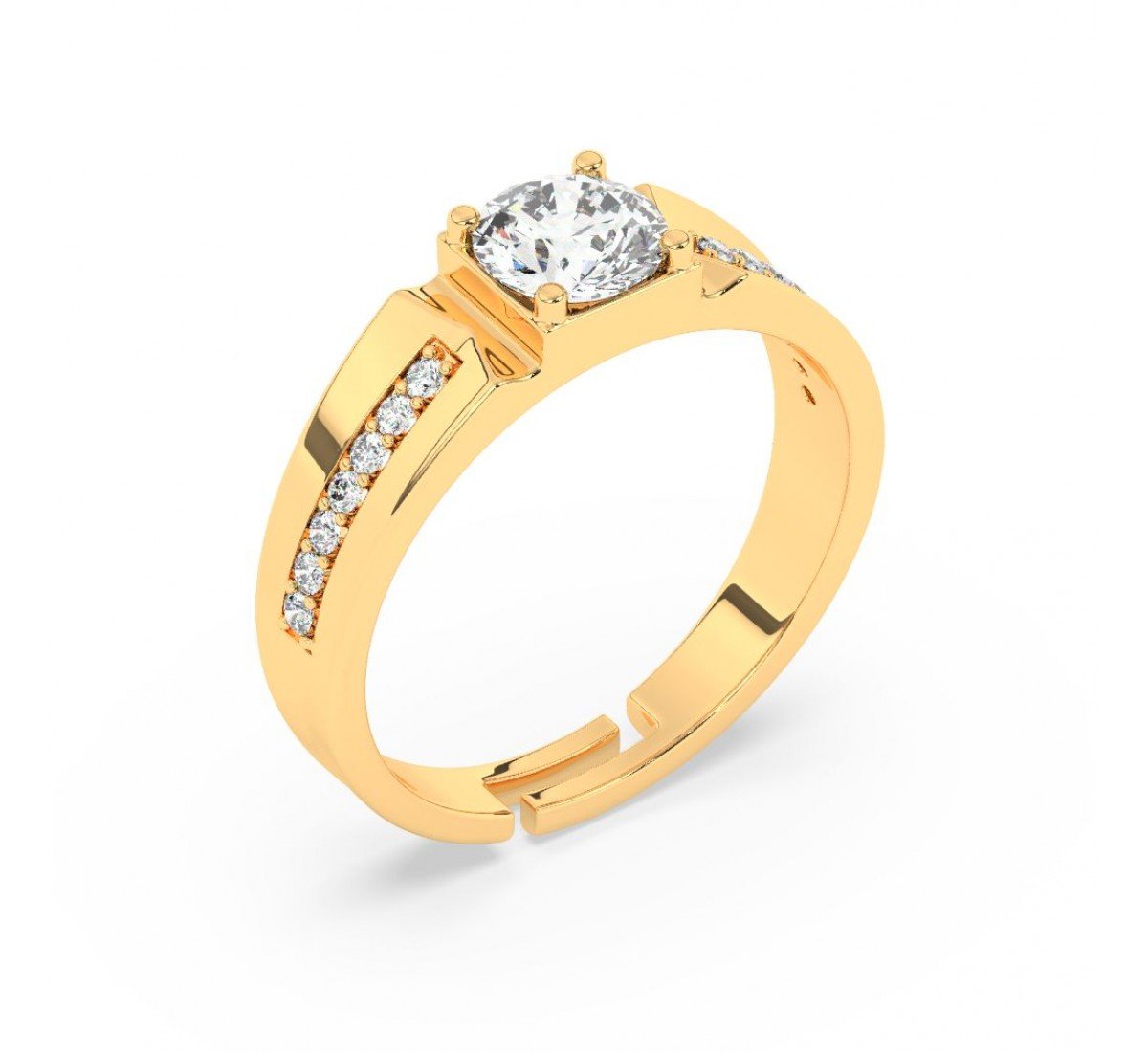 Gold Classic Solitare Ring For Men