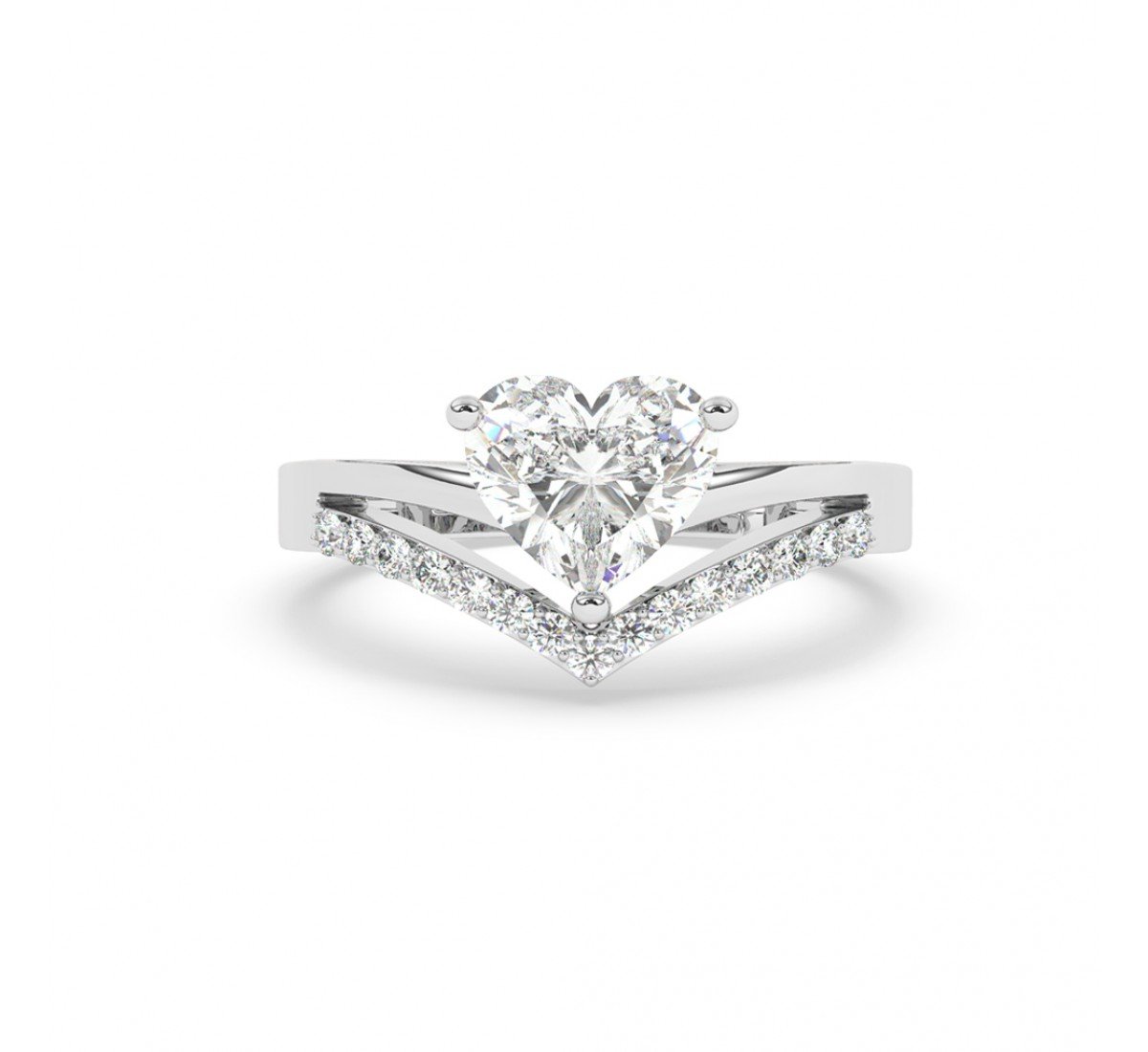 Silver Heart Solitaire Ring
