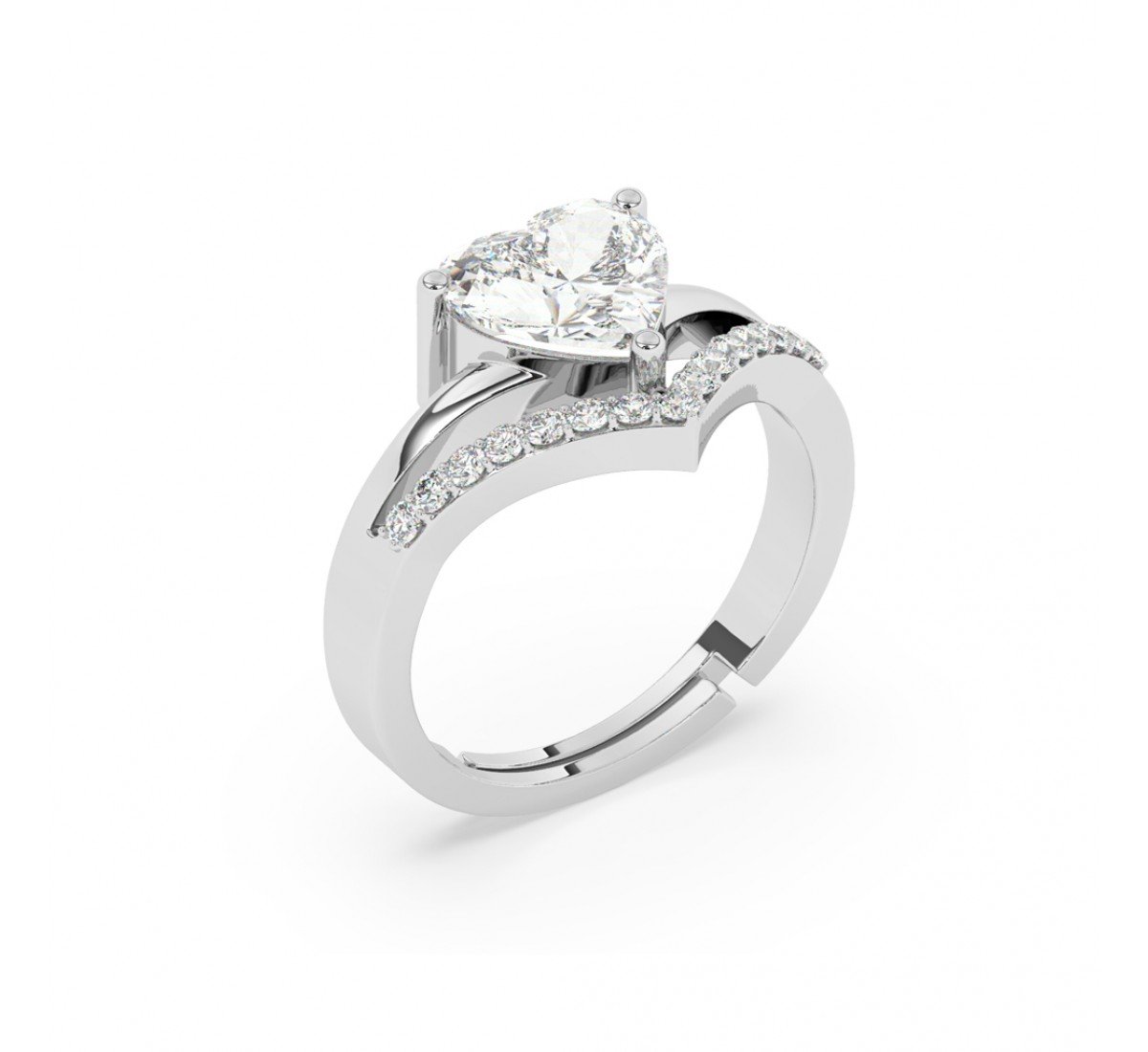 Silver Heart Solitaire Ring
