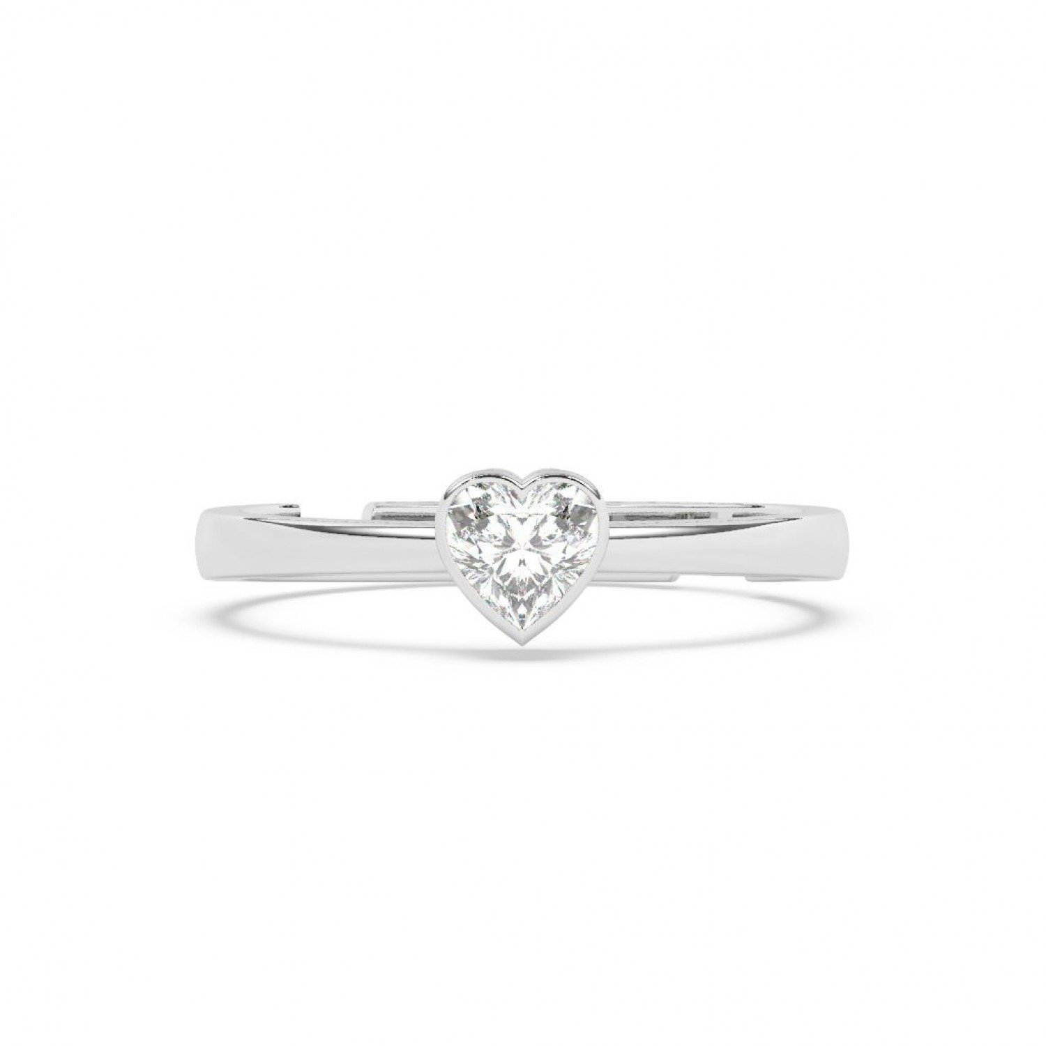 Silver Heart Solitaire Sterling Ring