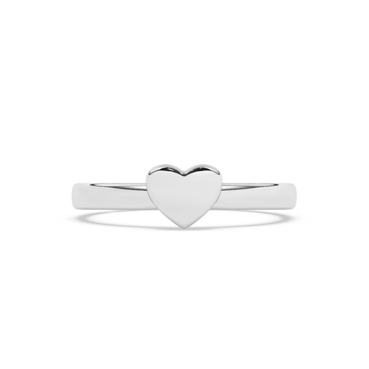 Silver Glossy Finished Heart Ring