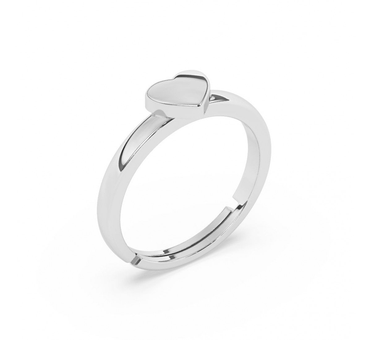 Silver Glossy Finished Heart Ring