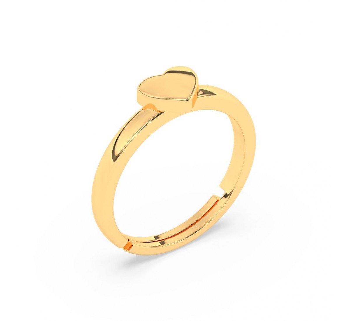 Silver Glossy Finished Heart Ring