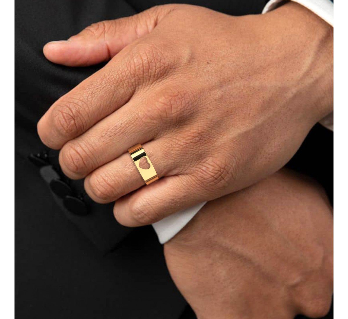 Gold Heart Mens Band