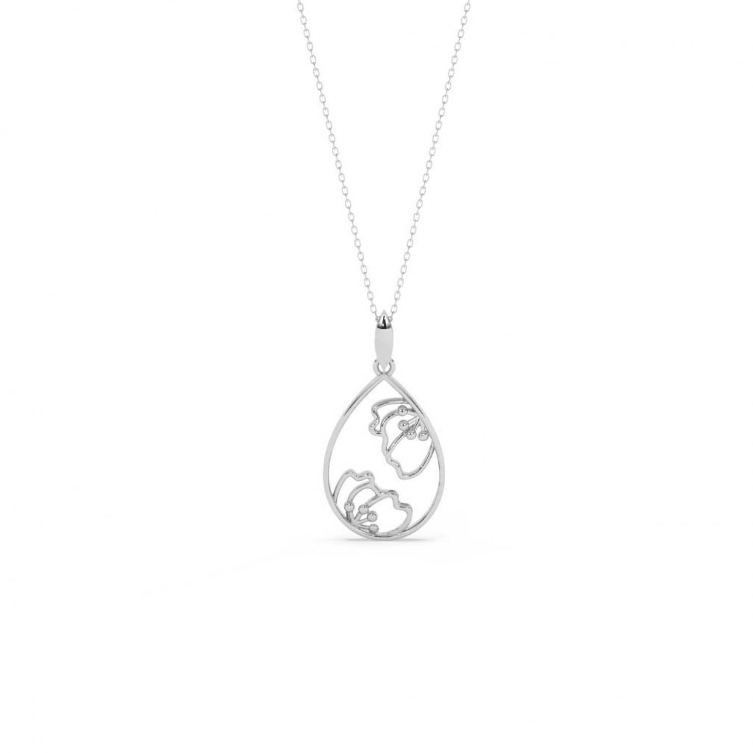 Silver Eddy Floral Marquise Pendent