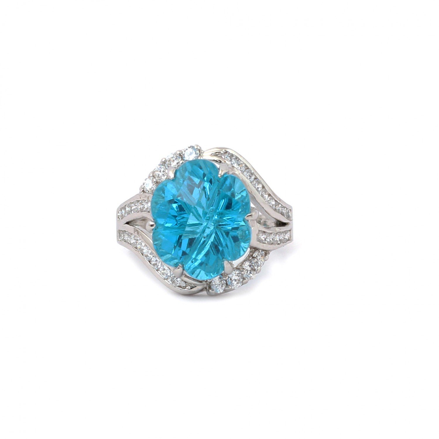 Silver Flax Sky Blue Cocktail Ring
