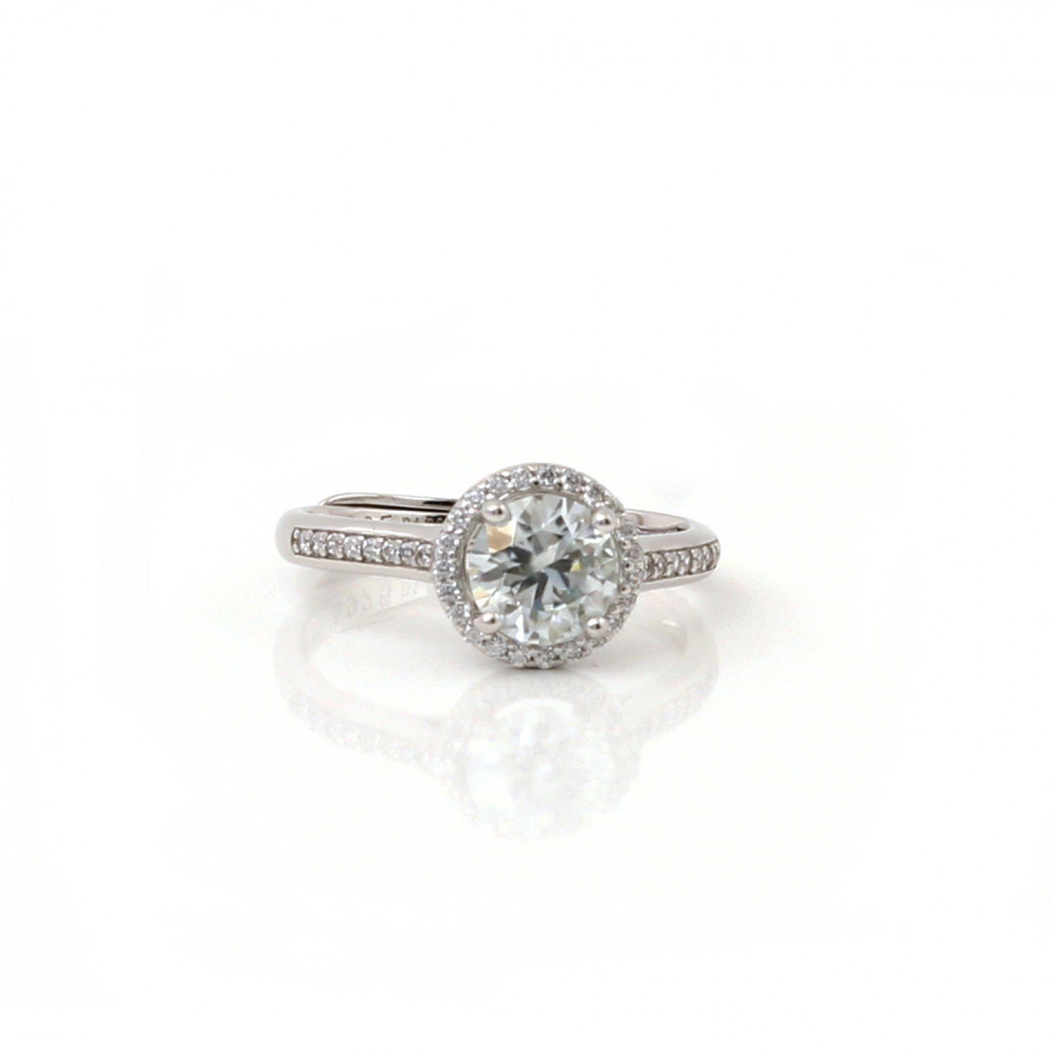 Silver Round Filigree Solitairel Ring
