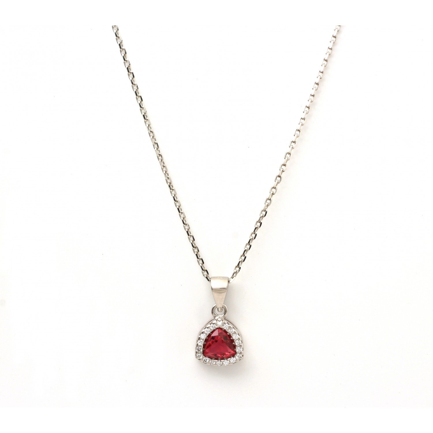 Silver Triangle Red Pendent