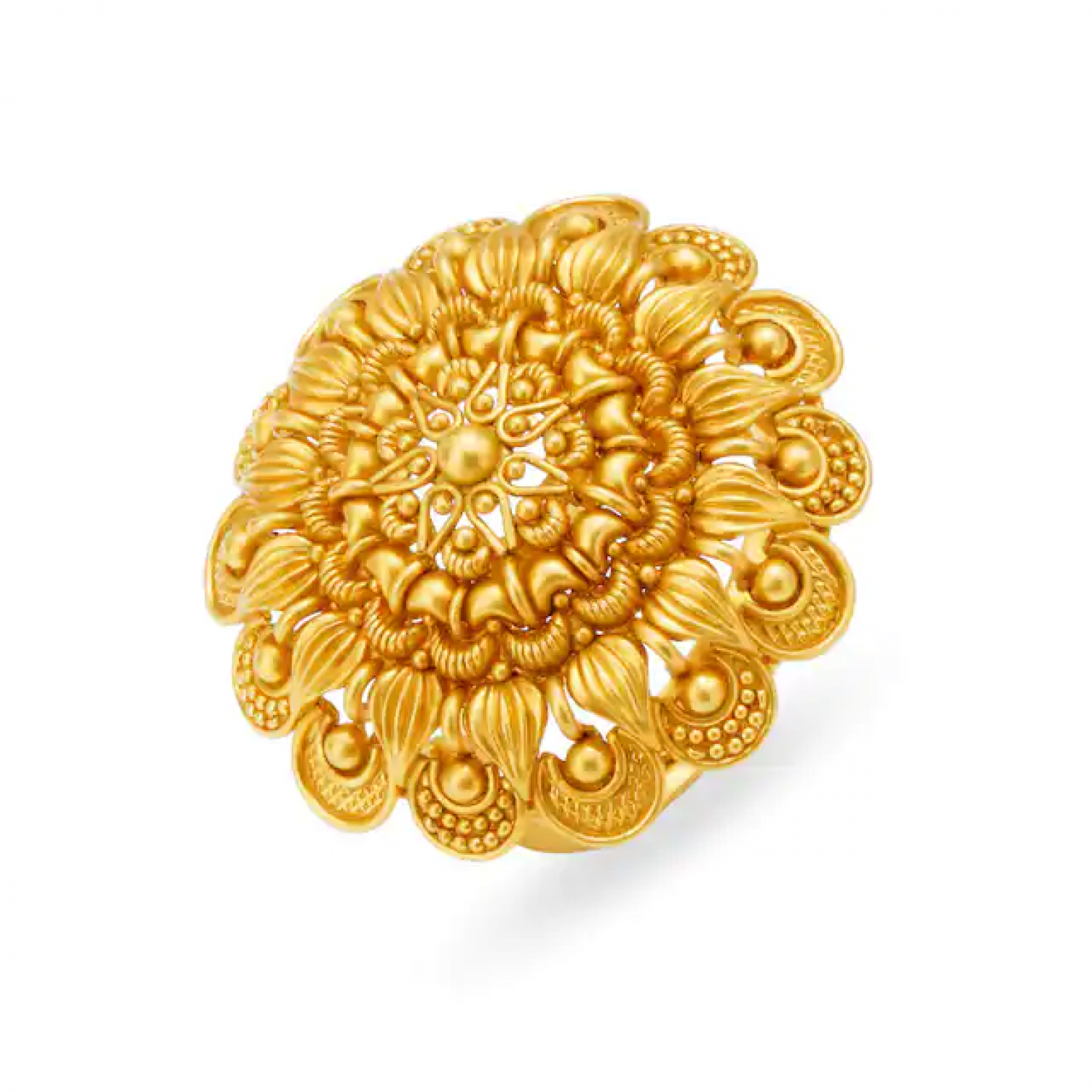 Jade Gold Floral Cocktail Ring