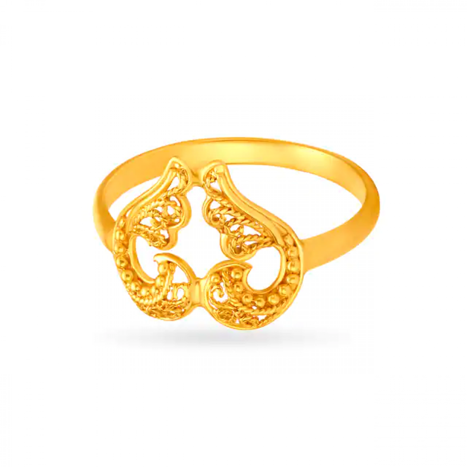 Fancy Heart Filigree Gold Ring