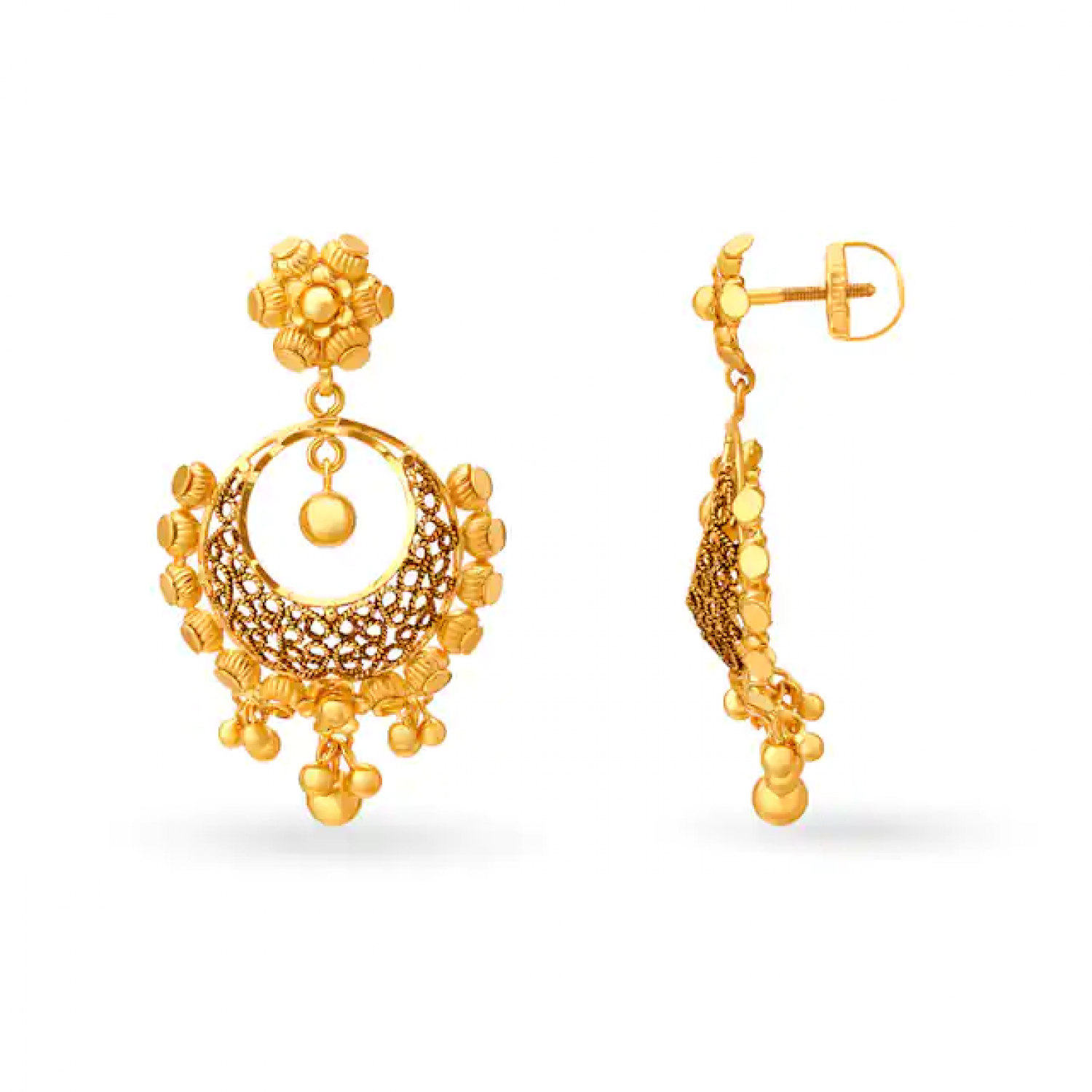 Mega Beaded Drop Gold Earrings
