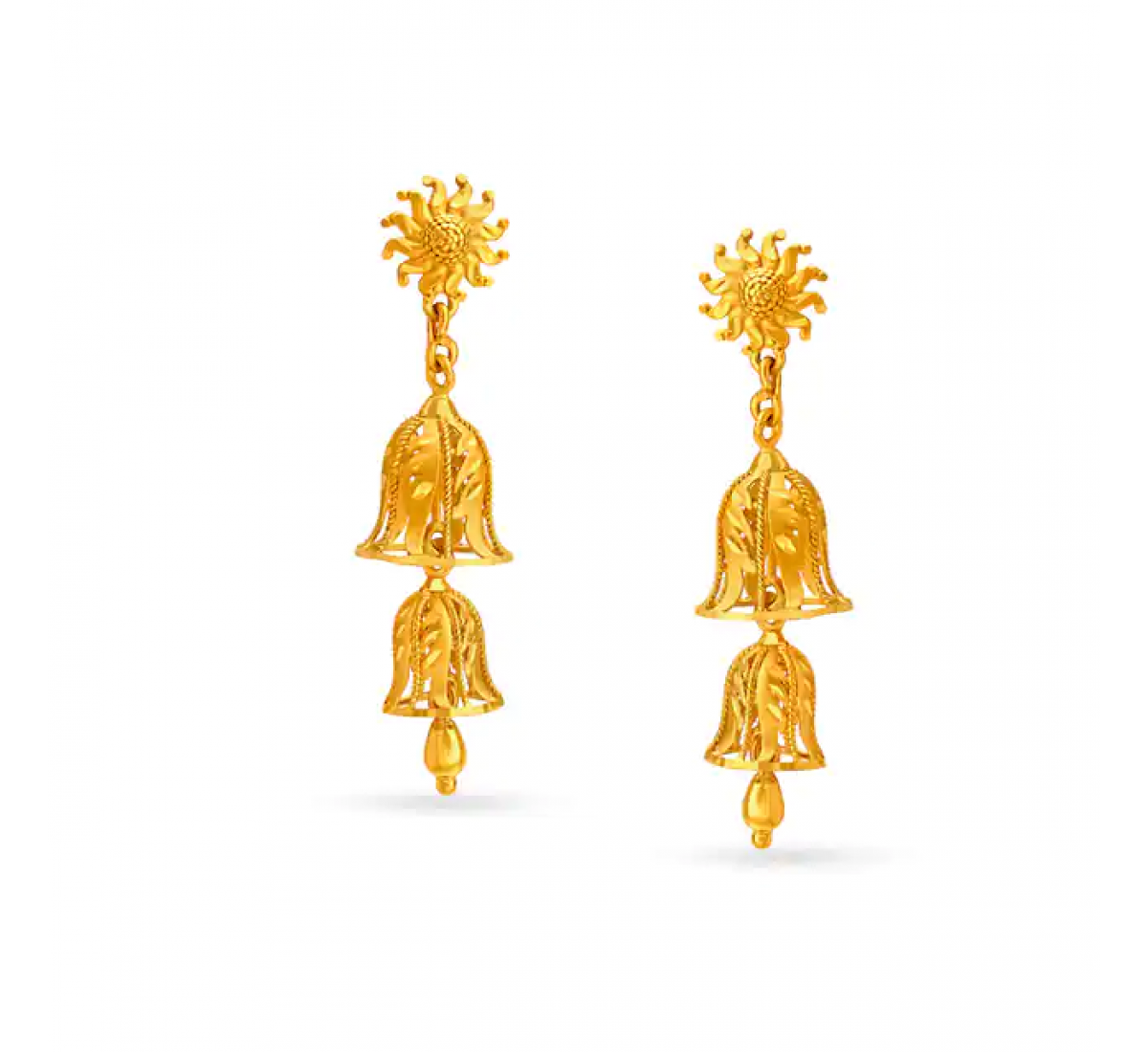 Artistic Gold Floral Jhumkas