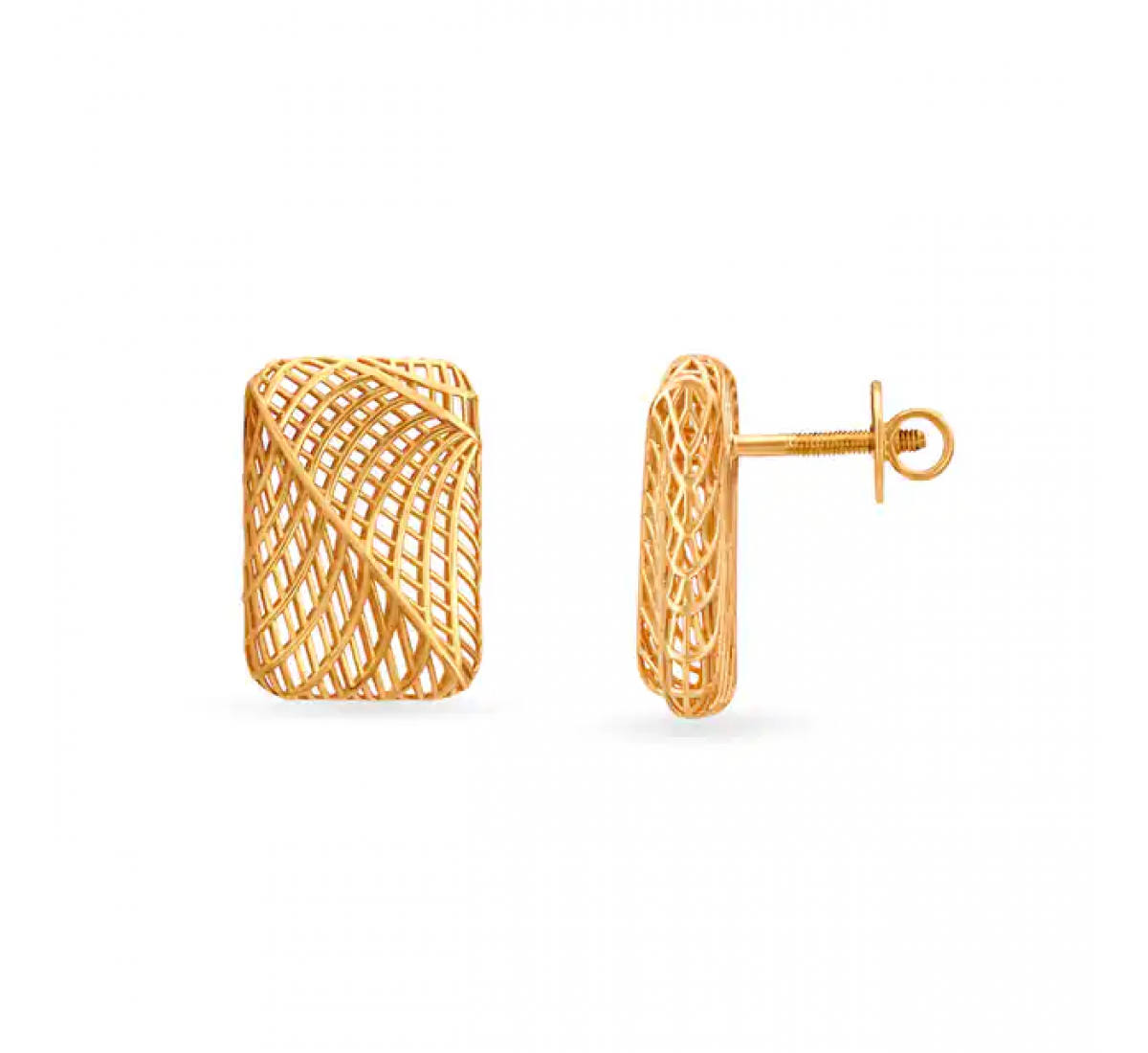 Enamouring Jali Work Gold Stud