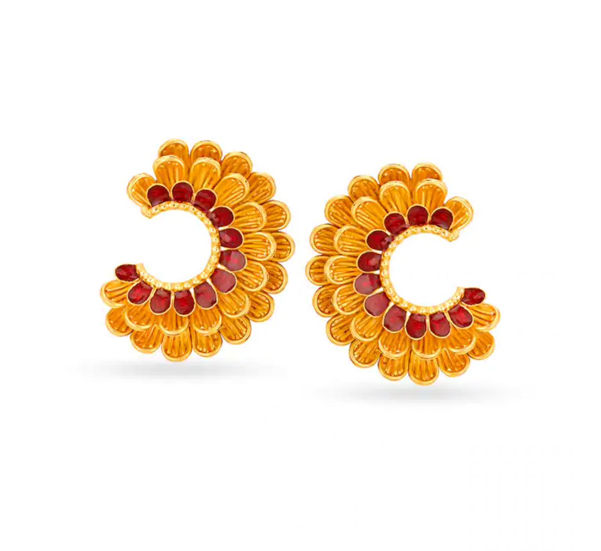 Ekta Floral Hoop Gold Earrings