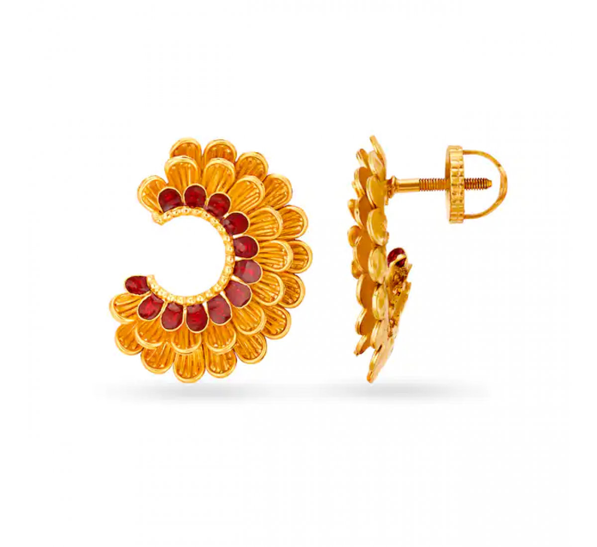 Ekta Floral Hoop Gold Earrings