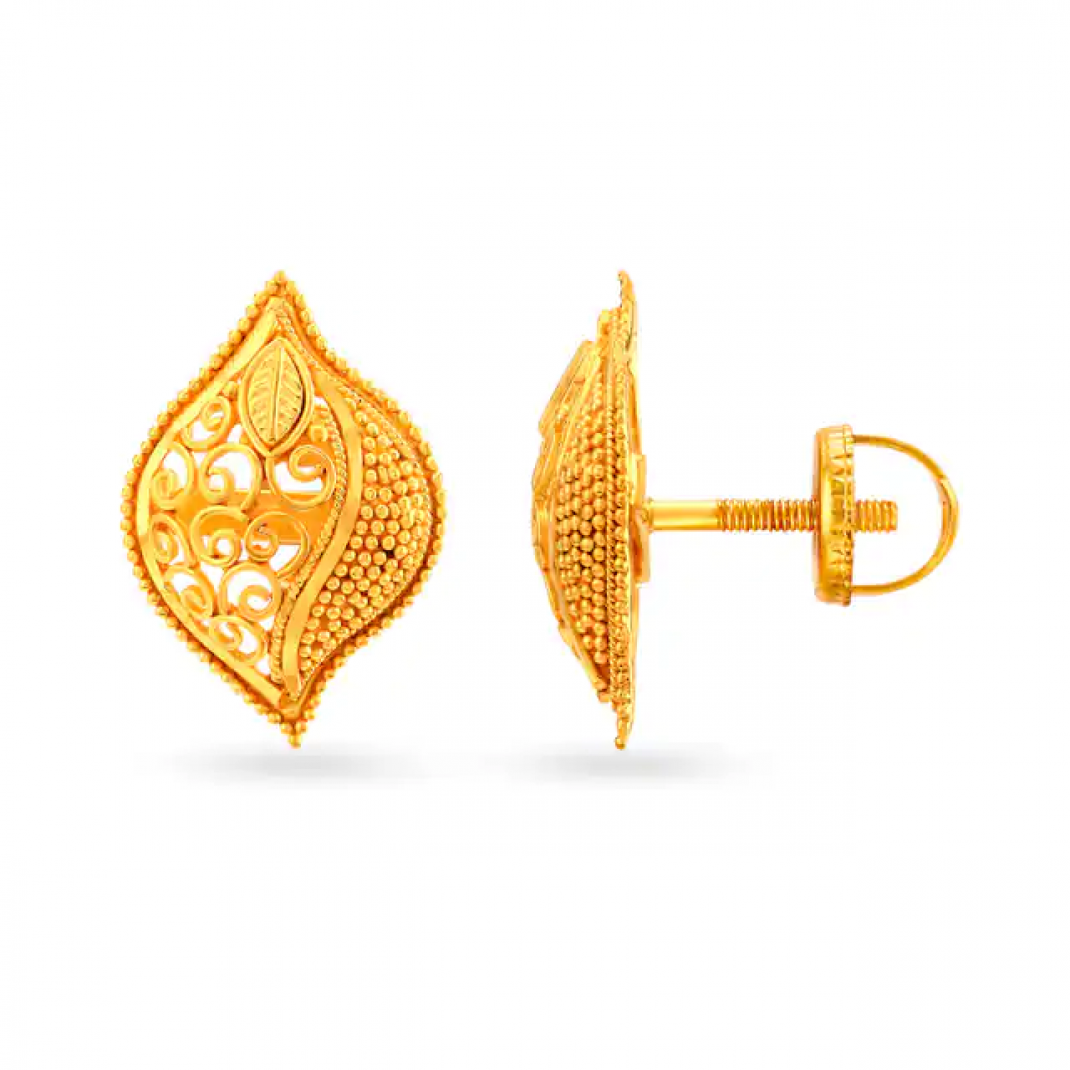 Gold Sleek Marquise Studs