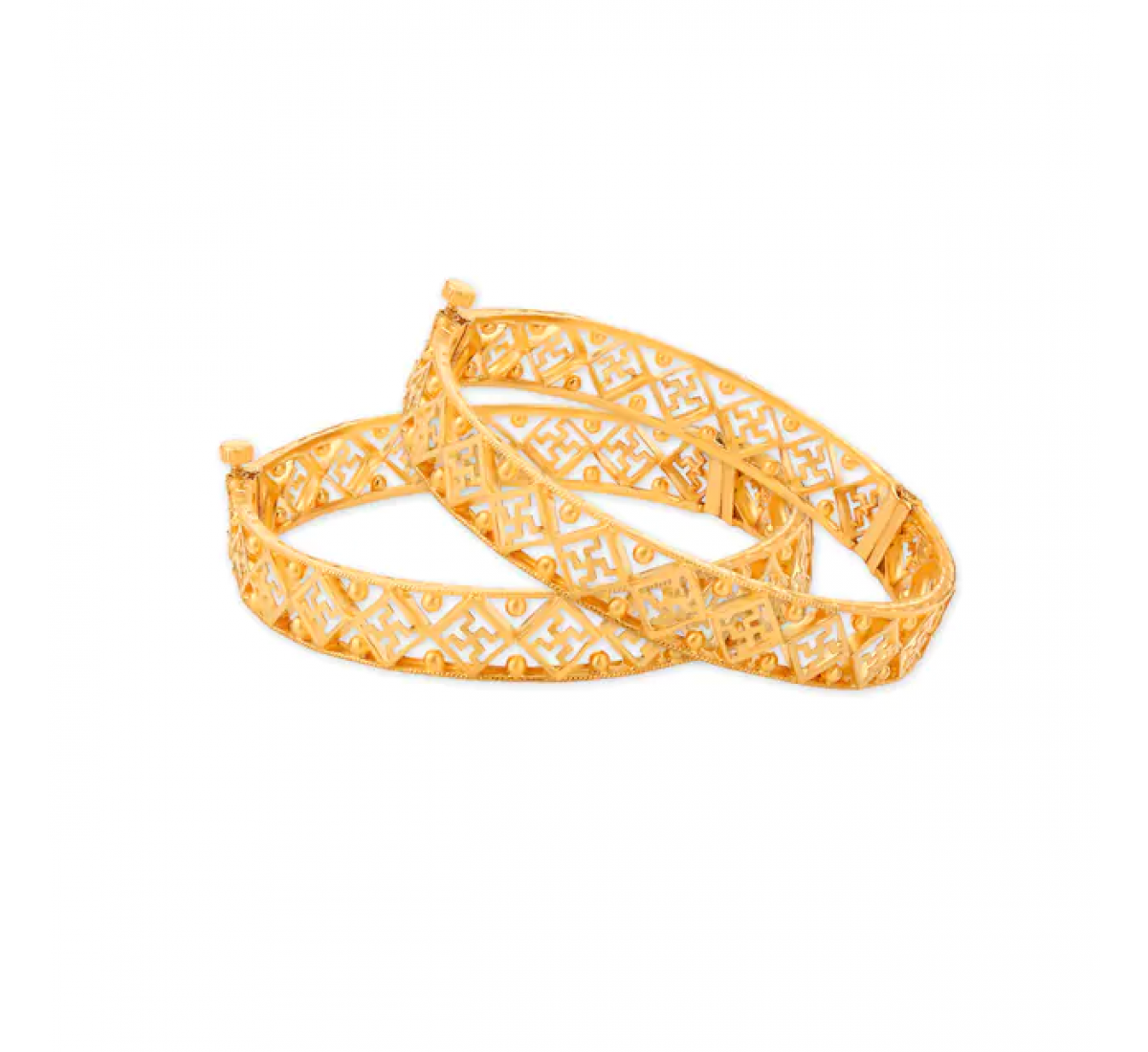 Mesh Swastika Gold Bangles