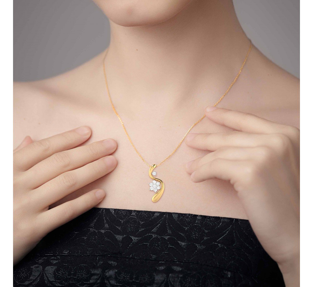 Spiral Cutout Diamond Pendant
